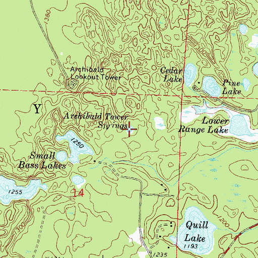 Topographic Map of Archibald Tower Springs, WI