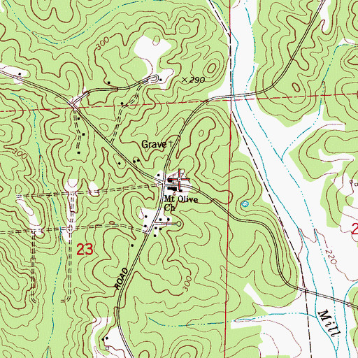 Topographic Map of Mount Olive Cemetery, AL