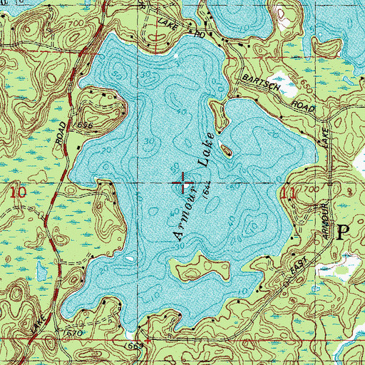 Topographic Map of Armour Lake, WI