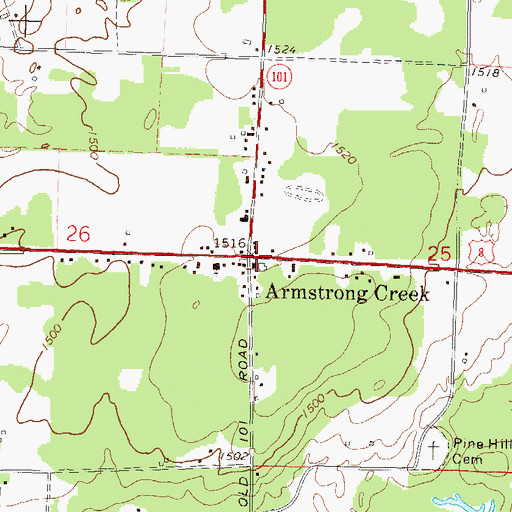 Topographic Map of Armstrong Creek, WI