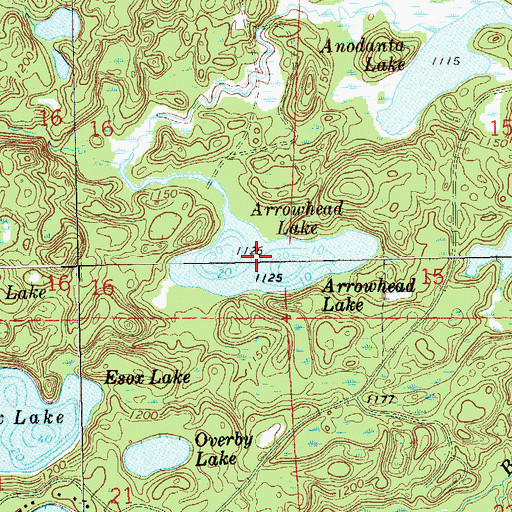Topographic Map of Arrowhead Lake, WI