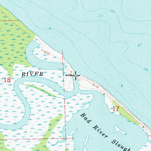Topographic Map of Bad River, WI
