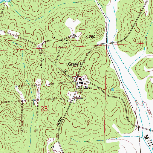 Topographic Map of Mount Olive School (historical), AL