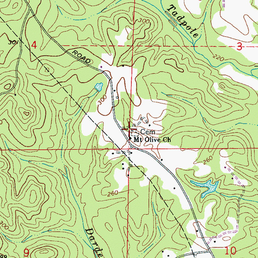 Topographic Map of Mount Olive School (historical), AL