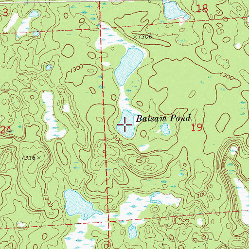 Topographic Map of Balsam Pond, WI