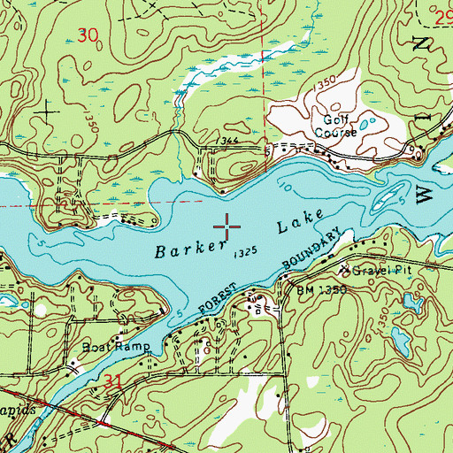 Topographic Map of Barker Lake, WI