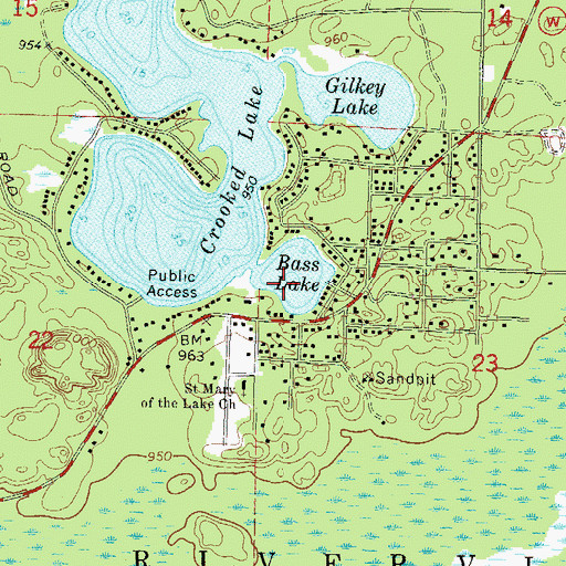 Topographic Map of Bass Lake, WI