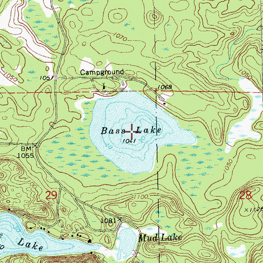 Topographic Map of Bass Lake, WI