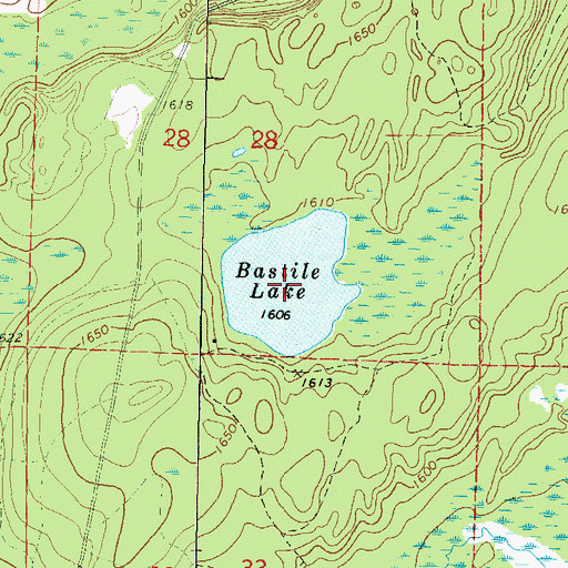 Topographic Map of Bastile Lake, WI