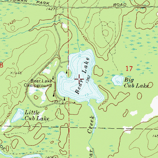 Topographic Map of Bear Lake, WI