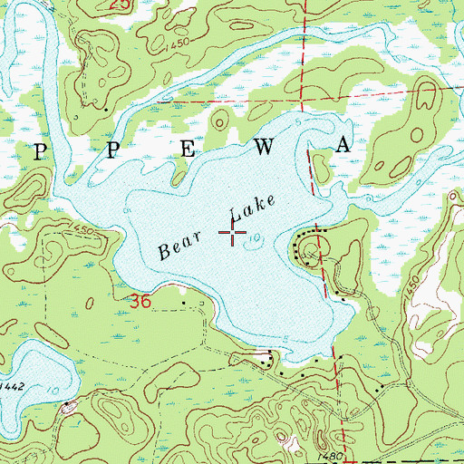 Topographic Map of Bear Lake, WI