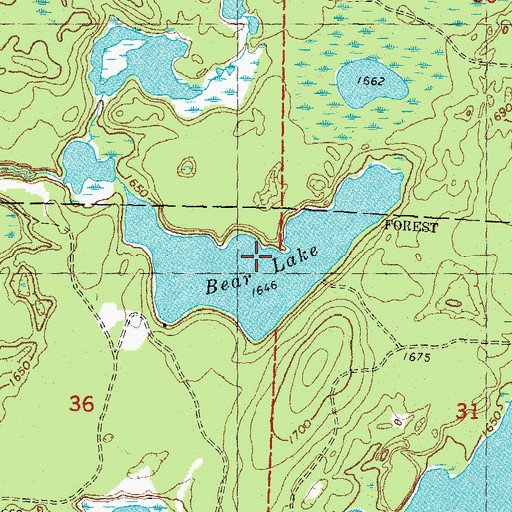 Topographic Map of Bear Lake, WI