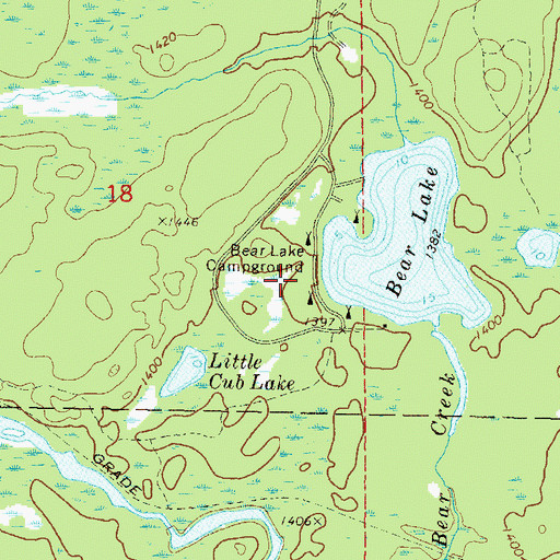 Topographic Map of Bear Lake Campground, WI
