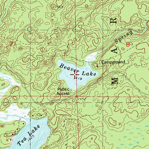 Topographic Map of Beaver Lake, WI
