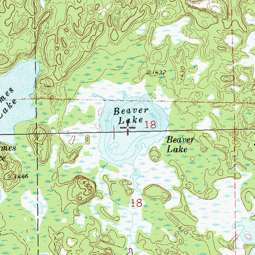 Topographic Map of Beaver Lake, WI