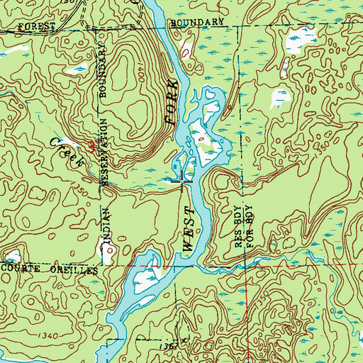 Topographic Map of Beaver Lake Creek, WI