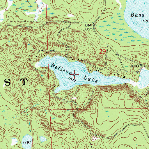 Topographic Map of Bellevue Lake, WI