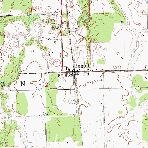 Topographic Map of Benoit, WI