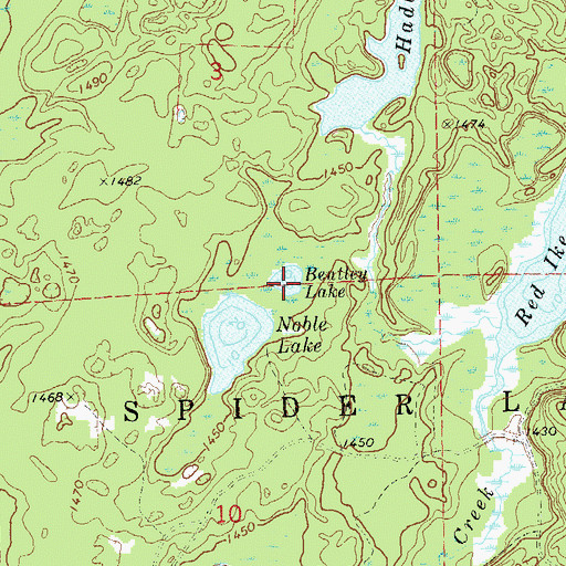 Topographic Map of Bentley Lake, WI