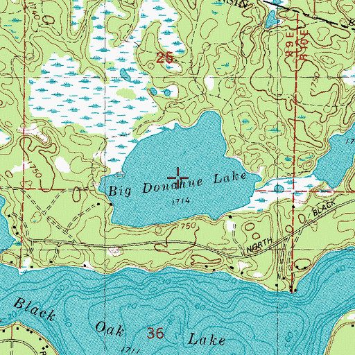Topographic Map of Big Donahue Lake, WI