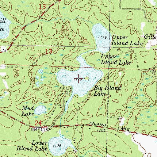 Topographic Map of Big Island Lake, WI