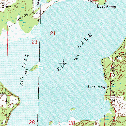 Topographic Map of Big Lake, WI
