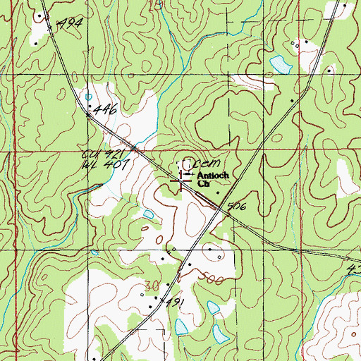 Topographic Map of Antioch Baptist Church, AL