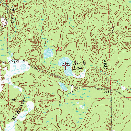 Topographic Map of Birch Lake, WI