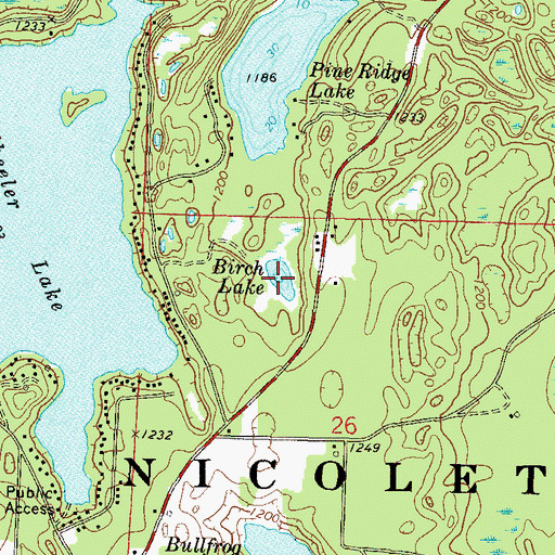 Topographic Map of Birch Lake, WI