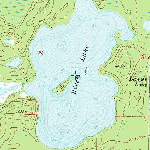 Topographic Map of Birch Lake, WI