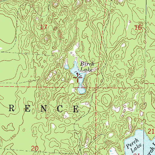 Topographic Map of Birch Lake, WI