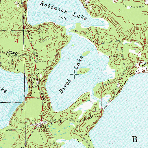 Topographic Map of Birch Lake, WI