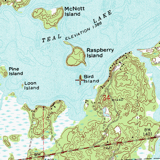 Topographic Map of Bird Island, WI