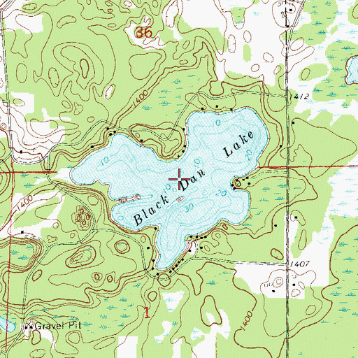 Topographic Map of Black Dan Lake, WI