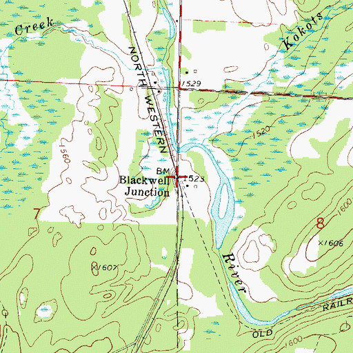 Topographic Map of Blackwell Junction, WI