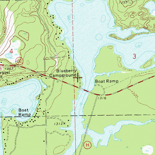 Topographic Map of Blueberry Campground, WI