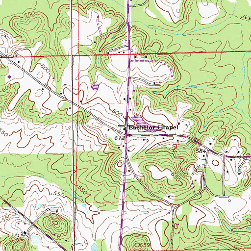 Topographic Map of Bachelors Chapel Baptist Church, AL