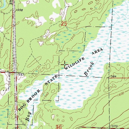 Topographic Map of Bog Brook State Wildlife Area, WI