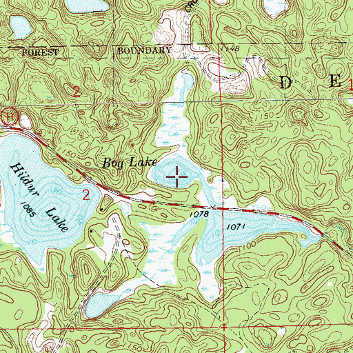 Topographic Map of Bog Lake, WI