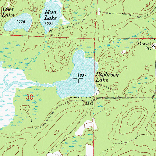 Topographic Map of Bogbrook Lake, WI