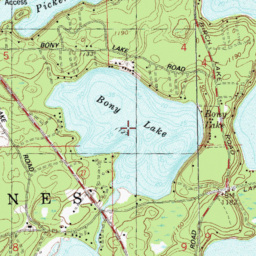 Topographic Map of Bony Lake, WI