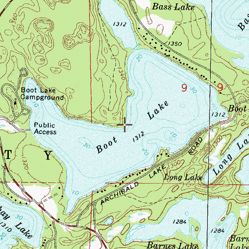 Topographic Map of Boot Lake, WI