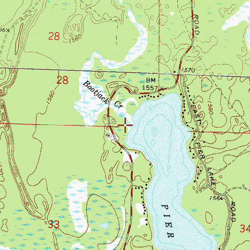 Topographic Map of Bootjack Creek, WI