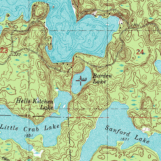 Topographic Map of Borden Lake, WI