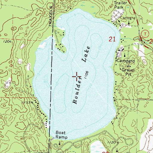 Topographic Map of Boulder Lake, WI