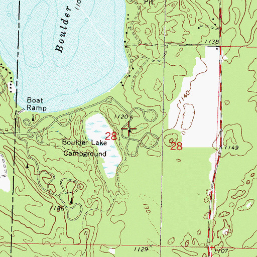 Topographic Map of Boulder Lake Campground, WI