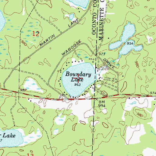 Topographic Map of Boundary Lake, WI