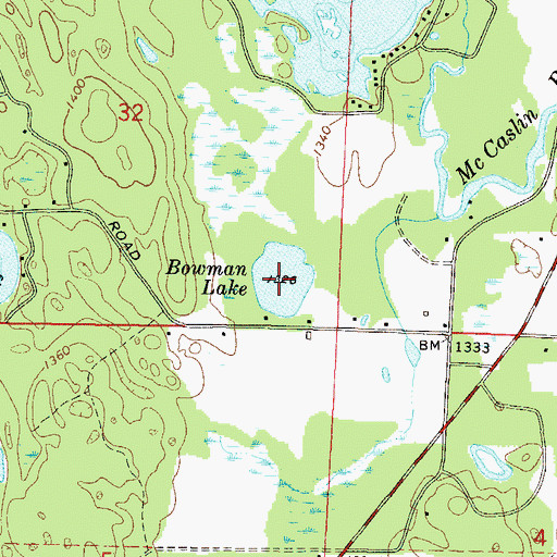 Topographic Map of Bowman Lake, WI