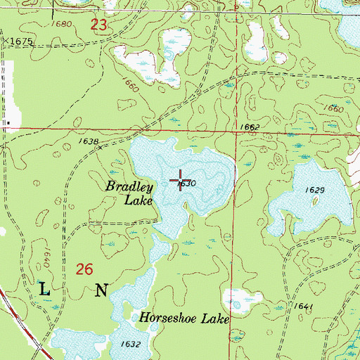 Topographic Map of Bradley Lake, WI