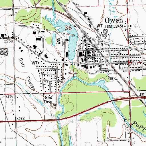 Topographic Map of Brick Creek, WI